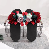 New Women Summer Red Beach Sandals Slipper Indoor Outdoor Flip-flops Beach Shoes Fashion Female Casual Flower