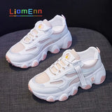 White Chunky Sneakers 2021 Summer Sneaker Platform Breathable Mesh Running Sport Shoes Woman Vulcanized Pink basket