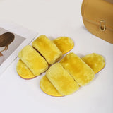 Slippers Women Cozy Faux Fur Indoor Floor Slides Flat Soft Furry Shoes Women Home Slippers Female Winter Warm Flip