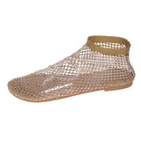 2023 New Style Round Head Low With Hollow Out Web Celebrity Diamond Short Summer Sexy Large Size Women's