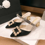 Outside Wearing Cool Slippers Female 2024 Spring Summer New Korean Version Of Fashion Pointed Thick With One Character Female