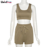 Puss 2021 Cotton Tracksuit Women Sporty Casual Strapless Top+Biker Shorts Matching Set Summer Trend Streetwear Slim