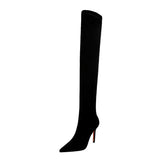 Breakj Fashion And Simple Winter Women's Boots Fine Heel High Heel Suede Sexy Nightclub Show Thin Over The Knee