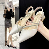 Breakj 2025 New Sandals Women's Coarse French Summer High Heels Shoes Pointed Single Shoes Temperament Women's