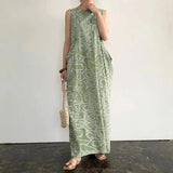 Oversized Casual ZANZEA Loose Vestido Maxi Long Robe Femme 2022 Summer Sleeveless Beach Sundress Bohemian Printed Women