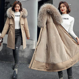 Fashionable Solid Warm Thick Fleece Hooded Winter Jacket Women 2021 New Fur Liner Parka Female Winter Long Coat