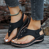 Breakj Size Summer Flip-Flops Flower Cake Variety Bottom Slippers Large Size Casual Female Rubber Sandals Buckle Belt