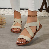 Women Summer Fashion Sandals 2024 New Casual Flat Elastic Strap Sandals Plus Size Outdoor Open Toe Beach Sandals Sandalias