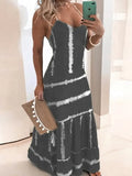 Ladies Sexy Off-the-shoulder Slim Waist Beach Dress Fashion Striped Print Pullover Dress 2022 Casual Swinging Long Long