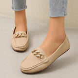 Breakj And Autumn New Bean Shoes Women's Version Of The Round Head Low Metal Chain Casual Mother Singles Women For A Long
