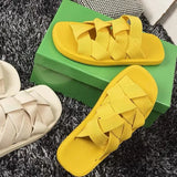 Fashion Flat Slippers Women Weave Slides Sandal Ladies Mules Outdoor Beach Lady Shoes Woman Home Slippers Female Flip