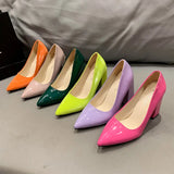 Heels Pumps Women's 2023 Trend The Glossy Chunky Shoes Pointed Toe Elegant Sexy Dress Weddings Bridal Party Luxury