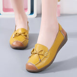 Breakj And Autumn New Women's Shoes Single Shoes Bean Shoes Comfortable Flat Shoes Bow Mother Shoes Flat Slope And Large Women's