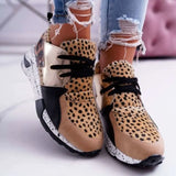 Women Sneakers New Fashion Leopard Print Women's Sports Shoes Outdoor Joggers Shoes for Women Lace-Up Thick Bottom