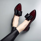 Leather Shoes Women In 2023 Autumn New Bow Korean Version Fashion Pointed Large Size Bright Leather Low Heel Flat Single Shoes