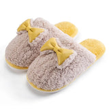 Woman Cute Slippers Warm Plush Bowknot Ladies Flat Shoes Women's Home Indoor Slippers Female House Shoes Girl