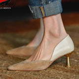 JIU MOUNTAIN 2021 Spring Autumn High Heels Women Colorblock Sexy Single Shoes Stiletto Women Shoes Begin Work
