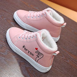 New Winter Women Ankle Boots Warm Plush Woman Vulcanized Shoes PU Walking Sneakers Casual Flats Lace Up Ladies Snow