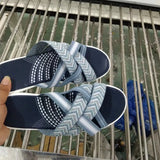 Breakj Women's Shoes 2024 Summer New Slope And Flying Cross-Slippers Large-Size Round-Headed Slippers