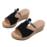 Breakj New Summer Women's Slope And Thick-Bottomed Slippers Large-Size Thick-Bottomed Plus Casual Slippers Women's