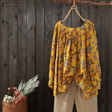 ZANZEA Women Blouses Shirt Summer Autumn 2022 Bohemian O Neck Long Sleeve Retro Floral Print Tunic Loose Tops