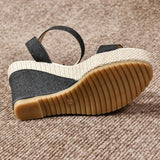 Wedge Sandals for Women Summer Casual Non-slip Peep Toe Platform Shoes Rubber Sole Buckle Elegant Heel Woman