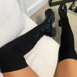 Women's Over The Knee Boots 2021 Knitted Autumn Fashion Female Platform Boot Splicing Ladies Sock Shoes Woman Long