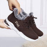 2021 Winter Snow Boots for Women Chunky Warm Vulcanized Shoes Ladies Flats Non-Slip Knitted Fabric Casual Plush Running
