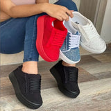 Rhinestone Vulcanized Shoes Women's Sneakers Platform Lace Up Platform Shoes Female Sneakers Woman Sports Casual