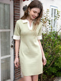 women slim bodycon summer dress polo knit dress straight dress purple
