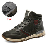 Winter Warm Snow Boots Split Leather Handmade Fur Plus Waterproof Ankle Boots Brand Outdoor Walking Working