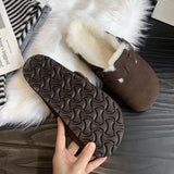Autumn And Winter New Large-Size Baotou Slippers, Women's Flat-Soled Belt Buckles, Slippers For 45