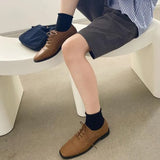 2021 Autumn Women's Flats Small Leather Shoes Korea Style Ladies Student All-match Comfy Flats Square Toe Lace Single
