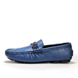 Leather Men Shoes Luxury Brand Casual Slip on Formal Loafers Men Moccasins Italian Black Blue Male Driving Shoes