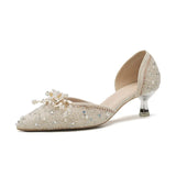 Crystal High Heels Female 2023 New Temperament Hollow Thin With Pointed Sexy Shallow Dress Wedding