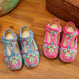 Breakj Shoe Box Girls Embroidered Cloth Shoes, Flat Single Shoes, Children's