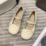 Women With Round-Headed Single Shoes In The Summer Of 2023, The New Gentle And Mixed French Retro Thick Heels And Anti-Skid Small Leather
