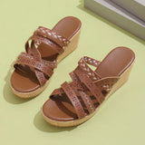 Breakj 2024 New Fashion Roman Fashion With Thick Bottom Slope And Cross-Band Heightening Women's