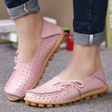 Summer Genuine Leather Shoes Women Butterfly-knot Loafers Women Flats Ballet Autumn Casual Flat Shoes Woman Moccasins