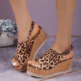 Breakj Size 2023 Summer New Cake With Buckle Sandals Female Hemp Rope Woven Wedge Platform