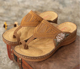 Breakj Flower Toe Slippers Female Slippers Slope With Thick Bottom Flip-Flops Stitching Female Clip