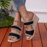 Breakj Size Hemp Rope Slope With Slippers Female 2024 Summer New Retro Trend Thick Bottom With