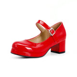 Bridal Wedding Large Size Sweet Lolita Girls Red Black Buckle Decoration Casual Mary Janes Platform Shoes Women Gothic