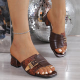 Breakj Version Of 2025 Summer Drag Women's Shoes Sand Slippers Large-Size Slippers Belt Buckle Decorative High