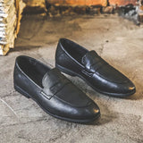 Breakj New Men's Leather Shoes Breathable Lazy Business Leisure One Foot Pedal Bean Shoes British Style Men's Shoes