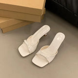Breakj High-Heeled Slippers 2025 New Women's Summer Outside The Square Head Thin Heel Drag Bow Sandals