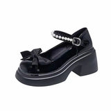 Breakj Jane Small Leather Shoes Women's Thick Soles Increase In The Spring Of 2025 New Sweet Bows Shallow Single Shoe