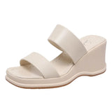 New Korean Version Of Transparent With Waterproof Table Square Head Slippers Women's Slope With Crystal Pvc Beach