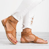Sandals Soft Bottom Flat Sandals Pu Leather Summer Shoes Women Casual Gladiator Sandals Plus Size 43 Beach Shoes