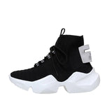 Elastic Mesh platform sneakers women 2019 Spring Autumn shoes women Fashion Breathable Lace-Up High-top women's